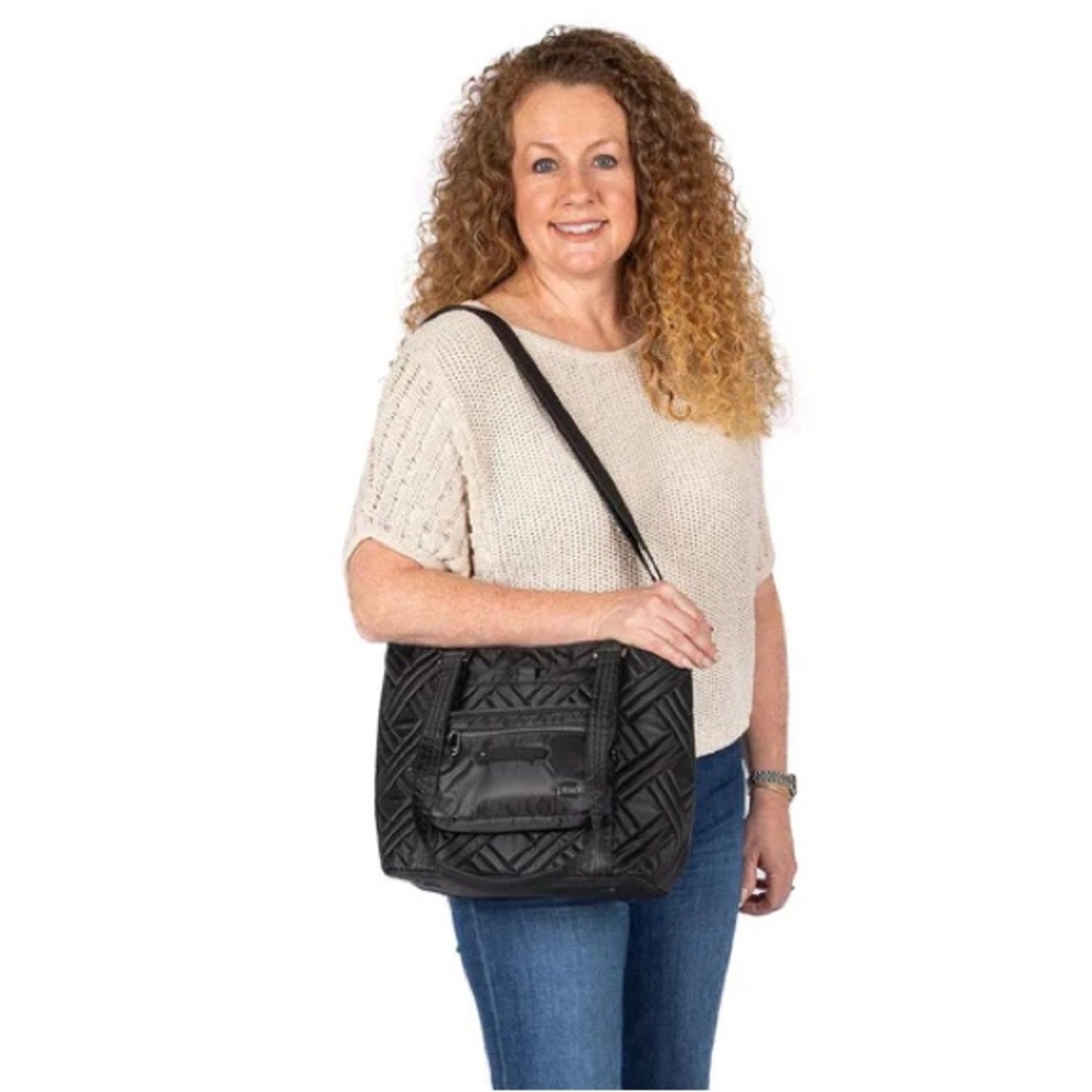 Lug 2 piece CATAMARAN Quilted Shoulder Bag with Removable Pouch HTF Plum - Picture 11 of 13